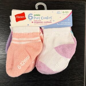 Hanes Girls' Infant Ankle Socks - Pink, White, and Purple